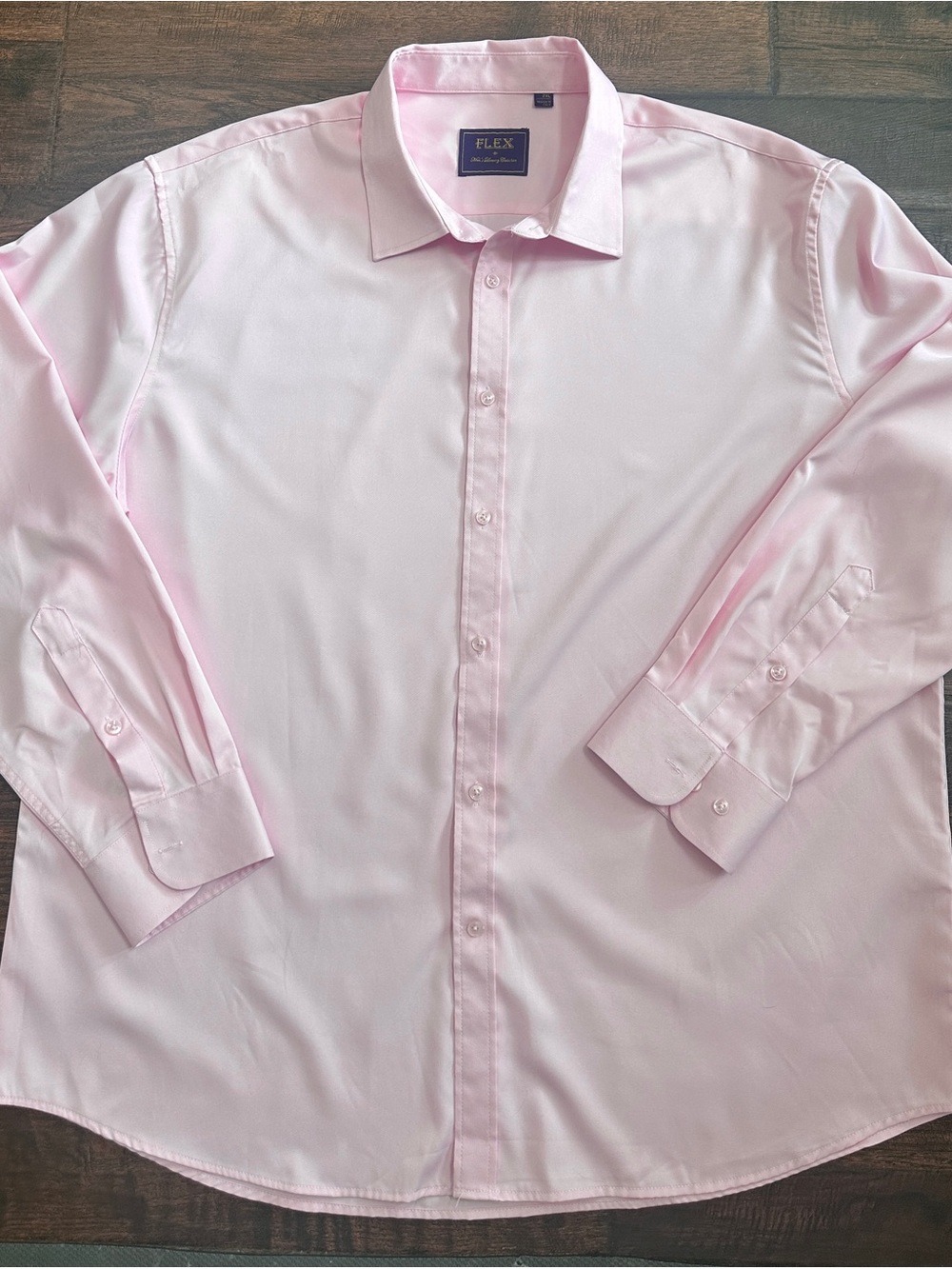 Flex Men’s Pink Dress Shirt 2XL Long Sleeve Stretch Button Front Luxury